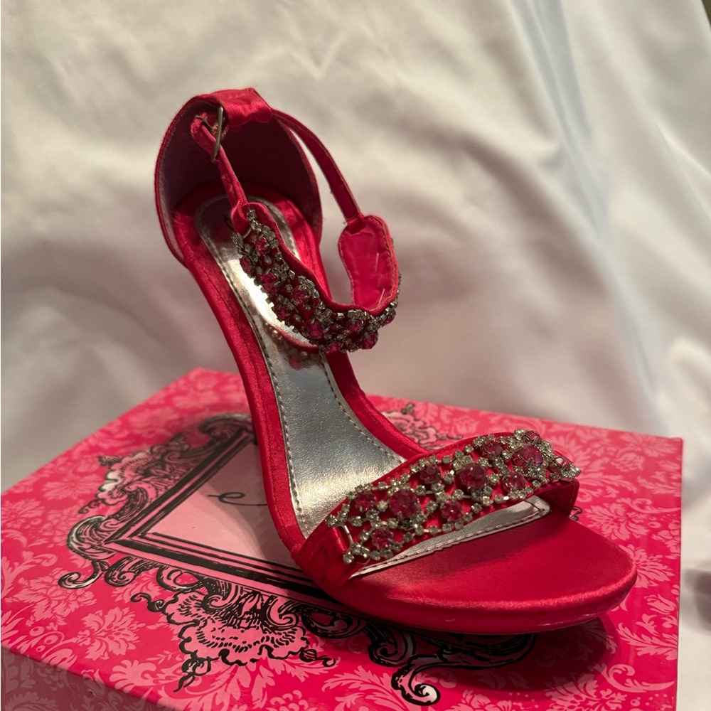 Beautiful Rhinestone Sandals by Ellie - 4” heel - Fuscia - Picture 4 of 7